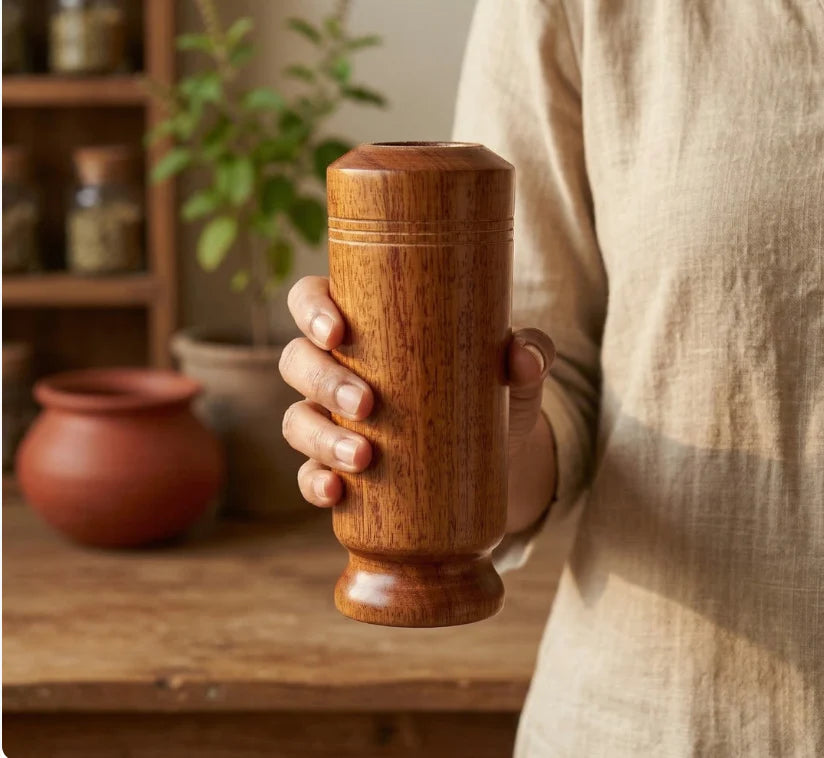 Ayurvedic Vijaysar Wooden Glass 🌿 – Natural Sugar Balance Tumbler 🩺✨